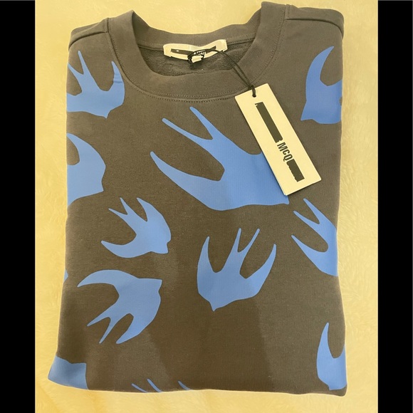McQ Alexander McQueen Mens Print Swallow Sweatshirt Sz S - Picture 7 of 7